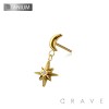 IMPLANT GRADE TITANIUM THREADLESS PUSH IN MOON STARBURST DANGLE TOP PART